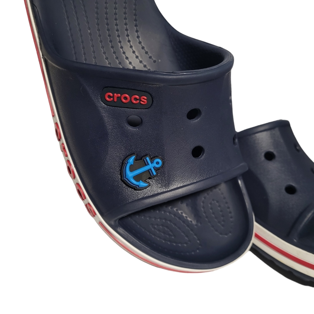 Crocs Unisex Sandal Bayaband Slide Size 8M/10F Blue Slip On Comfort Sandal. - Picture 2 of 8